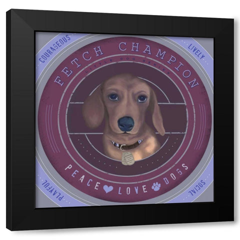 Dachshund Black Modern Wood Framed Art Print with Double Matting by Longfellow Designs