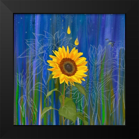 Sunflower Black Modern Wood Framed Art Print by Longfellow Designs