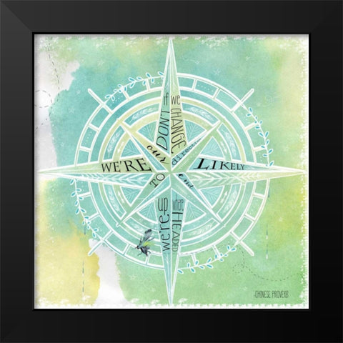 Compass Black Modern Wood Framed Art Print by Longfellow Designs
