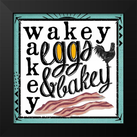 Wakey Black Modern Wood Framed Art Print by Longfellow Designs