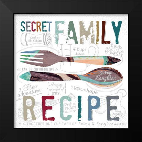 Family Recipe Black Modern Wood Framed Art Print by Longfellow Designs