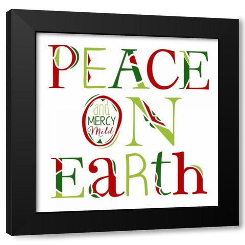 Peace on Earth on White Black Modern Wood Framed Art Print with Double Matting by Longfellow Designs
