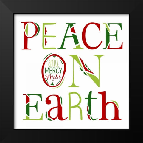Peace on Earth on White Black Modern Wood Framed Art Print by Longfellow Designs
