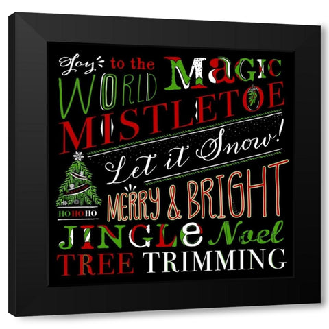 Holiday Happiness Black Modern Wood Framed Art Print with Double Matting by Longfellow Designs