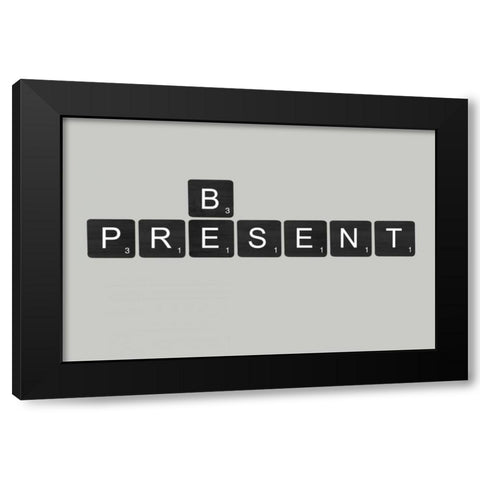 Be Present Black Black Modern Wood Framed Art Print with Double Matting by Longfellow Designs
