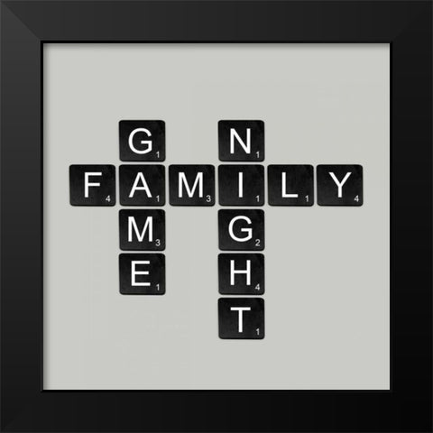 Game Night - Black Black Modern Wood Framed Art Print by Longfellow Designs