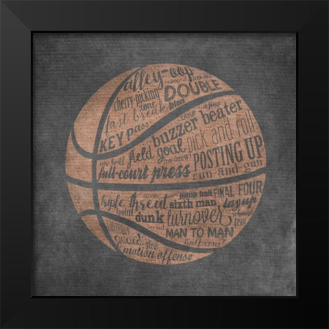 Basketball Terms Black Modern Wood Framed Art Print by Longfellow Designs