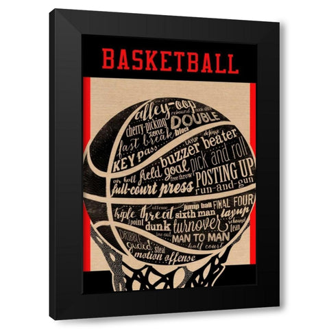 Basketball Black Modern Wood Framed Art Print by Longfellow Designs