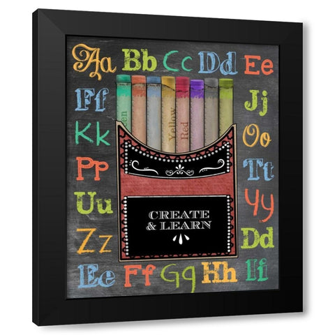 Crayons Black Modern Wood Framed Art Print by Longfellow Designs