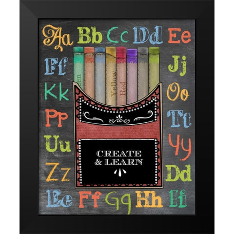 Crayons Black Modern Wood Framed Art Print by Longfellow Designs