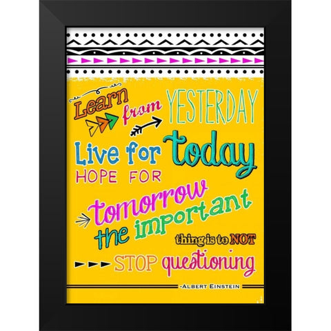 For Today Black Modern Wood Framed Art Print by Longfellow Designs