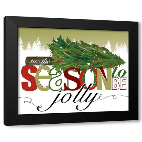 To Be Jolly Black Modern Wood Framed Art Print by Longfellow Designs