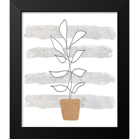 Scandi Plant Black Modern Wood Framed Art Print by Longfellow Designs