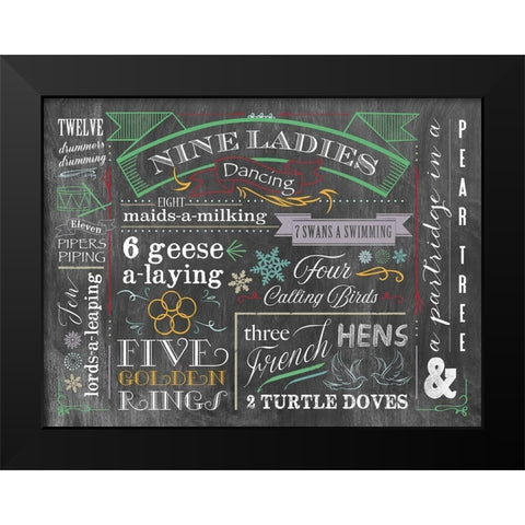 12 Days - Color Black Modern Wood Framed Art Print by Longfellow Designs