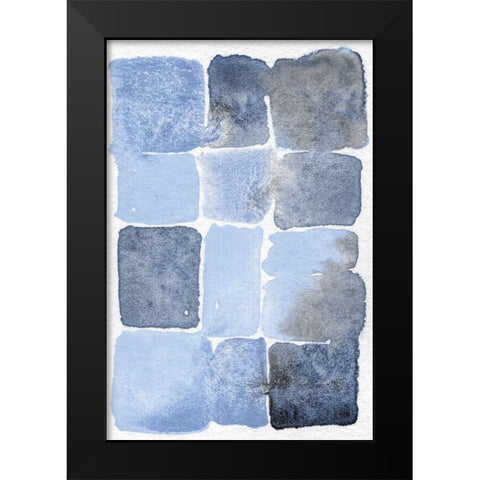 Blue Abstract II Black Modern Wood Framed Art Print by Fay, Mela