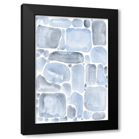 Blue Abstract VI Black Modern Wood Framed Art Print with Double Matting by Fay, Mela