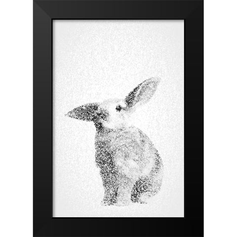 White Bunny III Black Modern Wood Framed Art Print by Fay, Mela