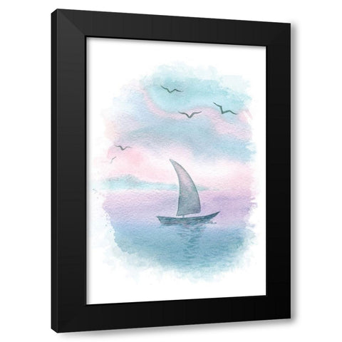 Sailboat Landscape I Black Modern Wood Framed Art Print with Double Matting by Fay, Mela
