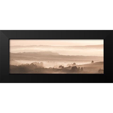 Foggy Forest Black Modern Wood Framed Art Print by Fay, Mela