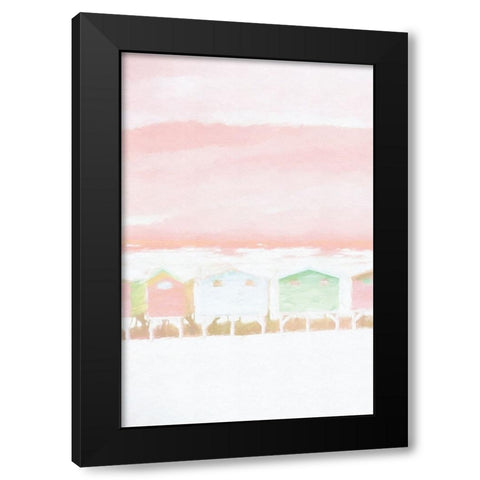 Pink Coastal Shacks I Black Modern Wood Framed Art Print with Double Matting by Fay, Mela