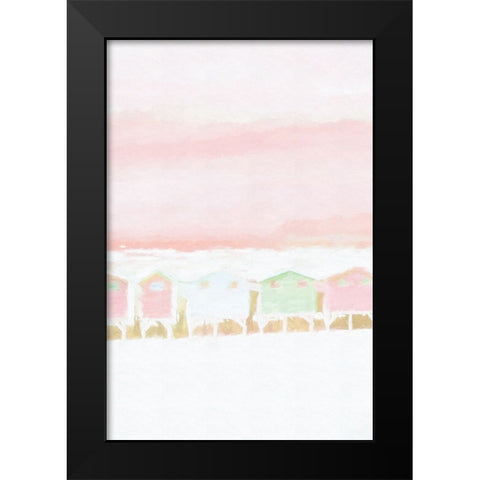 Pink Coastal Shacks II Black Modern Wood Framed Art Print by Fay, Mela