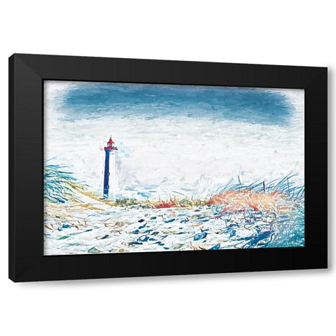 Lighthouse View Black Modern Wood Framed Art Print with Double Matting by Fay, Mela