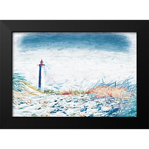 Lighthouse View Black Modern Wood Framed Art Print by Fay, Mela
