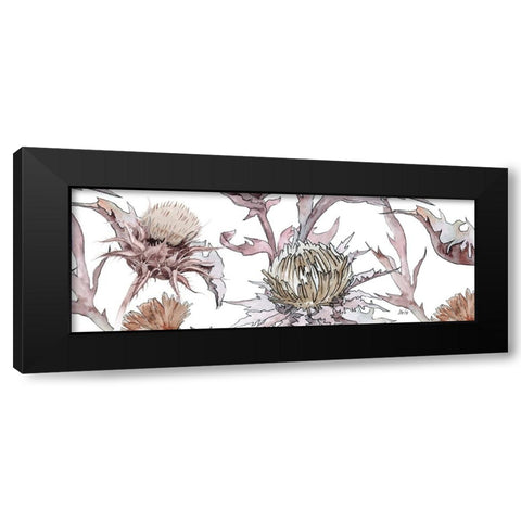 Thistle Zoom in Yellow Black Modern Wood Framed Art Print by Fay, Mela