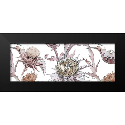 Thistle Zoom in Yellow Black Modern Wood Framed Art Print by Fay, Mela