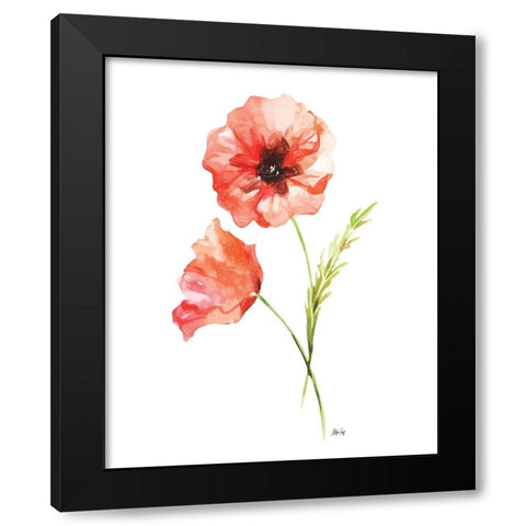 Red Poppy II Black Modern Wood Framed Art Print by Fay, Mela