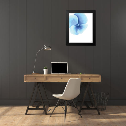 Blue Pansy II Black Modern Wood Framed Art Print by Fay, Mela