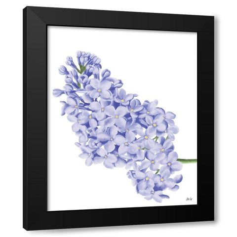 Lilac Flower Black Modern Wood Framed Art Print by Fay, Mela