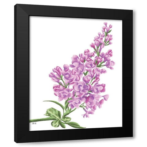 Lilac Flower in Pink Black Modern Wood Framed Art Print with Double Matting by Fay, Mela