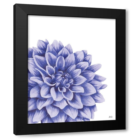 Blue Chrysanthemum II Black Modern Wood Framed Art Print with Double Matting by Fay, Mela