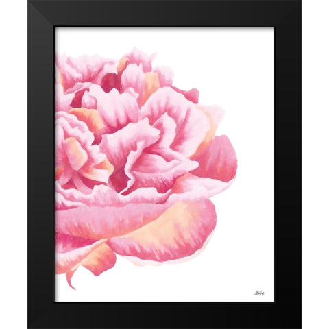 Pink Rose Black Modern Wood Framed Art Print by Fay, Mela