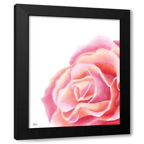 Pink Rose II Black Modern Wood Framed Art Print by Fay, Mela