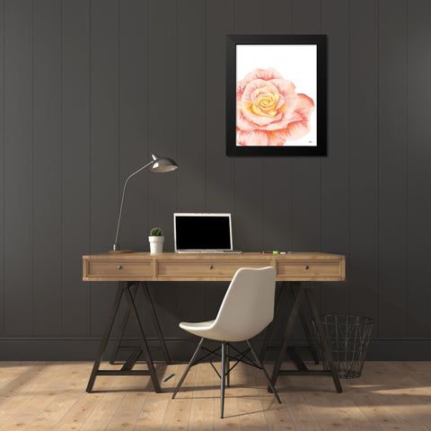 Orange Rose Black Modern Wood Framed Art Print by Fay, Mela