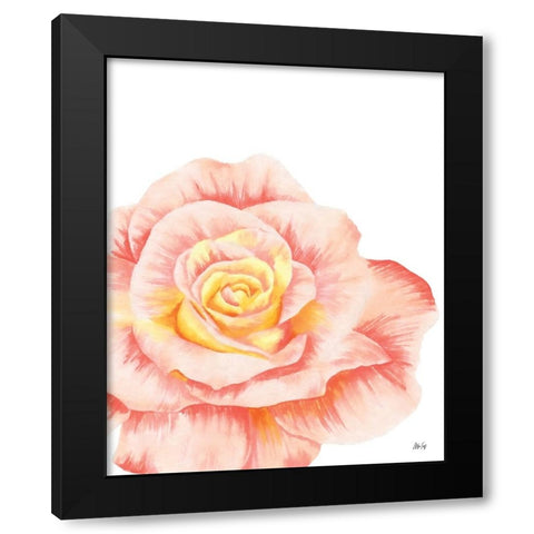 Orange Rose Black Modern Wood Framed Art Print with Double Matting by Fay, Mela