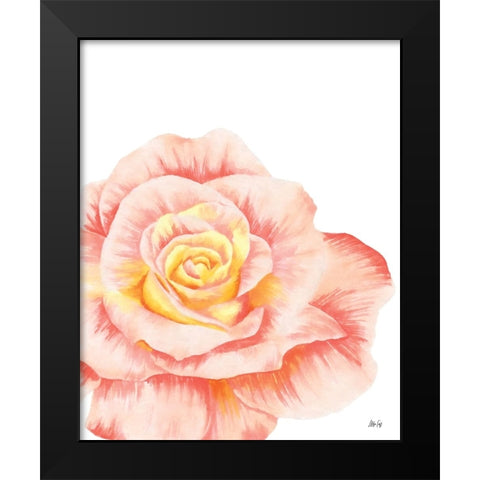 Orange Rose Black Modern Wood Framed Art Print by Fay, Mela