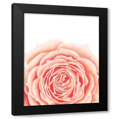 Light Orange Rose Black Modern Wood Framed Art Print by Fay, Mela