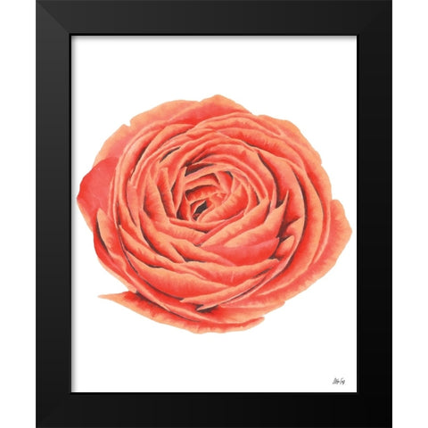 Orange Rose Black Modern Wood Framed Art Print by Fay, Mela