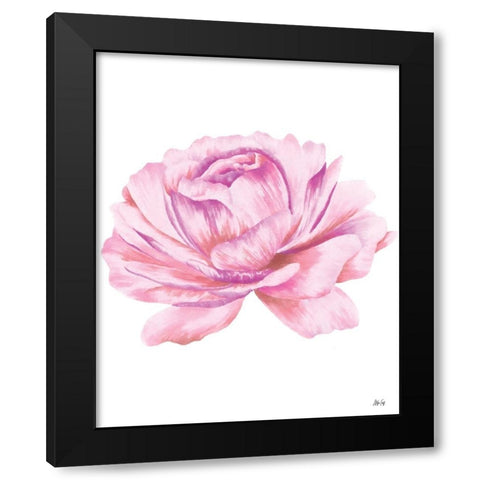 Pink Rose Black Modern Wood Framed Art Print with Double Matting by Fay, Mela