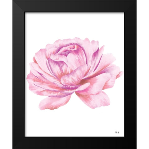 Pink Rose Black Modern Wood Framed Art Print by Fay, Mela