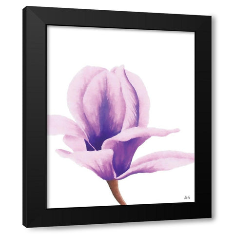Purple Orchid Black Modern Wood Framed Art Print by Fay, Mela