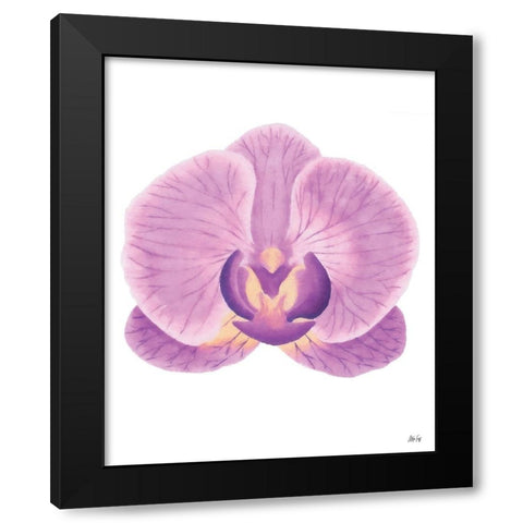 Purple Orchid II Black Modern Wood Framed Art Print by Fay, Mela