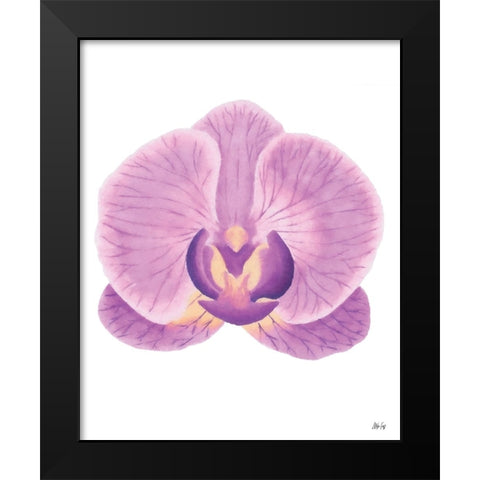 Purple Orchid II Black Modern Wood Framed Art Print by Fay, Mela