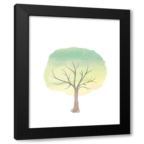 Green Tree III Black Modern Wood Framed Art Print with Double Matting by Fay, Mela