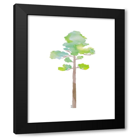 Green Tree V Black Modern Wood Framed Art Print with Double Matting by Fay, Mela