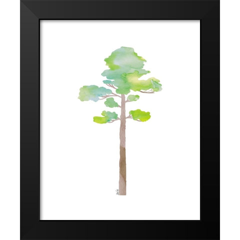 Green Tree V Black Modern Wood Framed Art Print by Fay, Mela