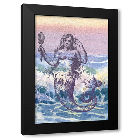 Mermaid Black Modern Wood Framed Art Print by Fay, Mela